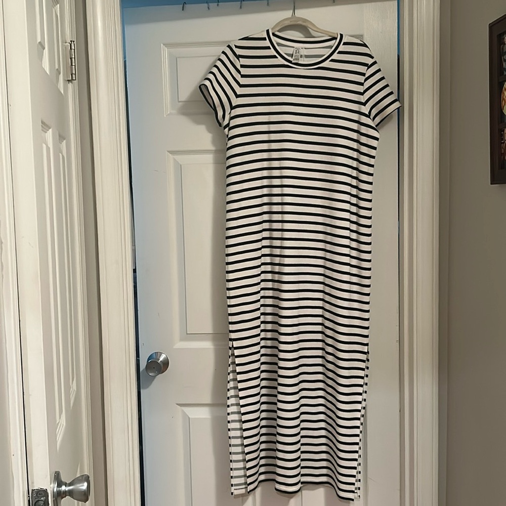 Striped Dress with Slits on both Sides